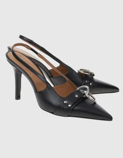 Leder-Slingback-Heels mit Ring-Detail