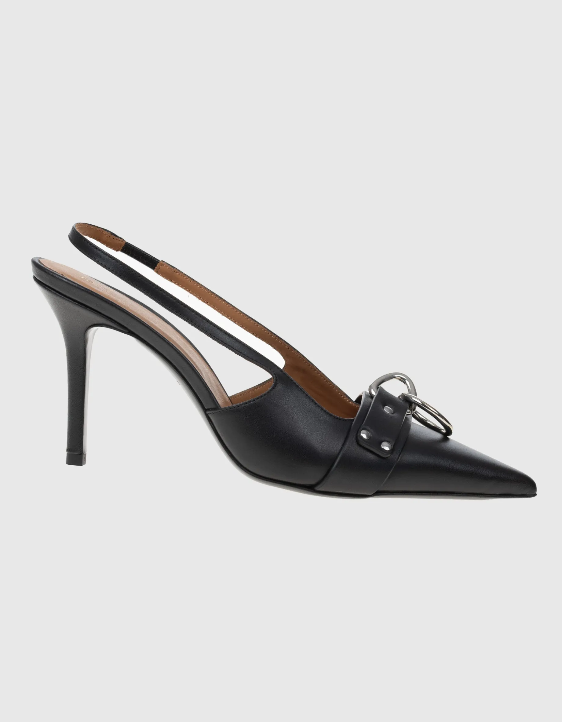 Leder-Slingback-Heels mit Ring-Detail