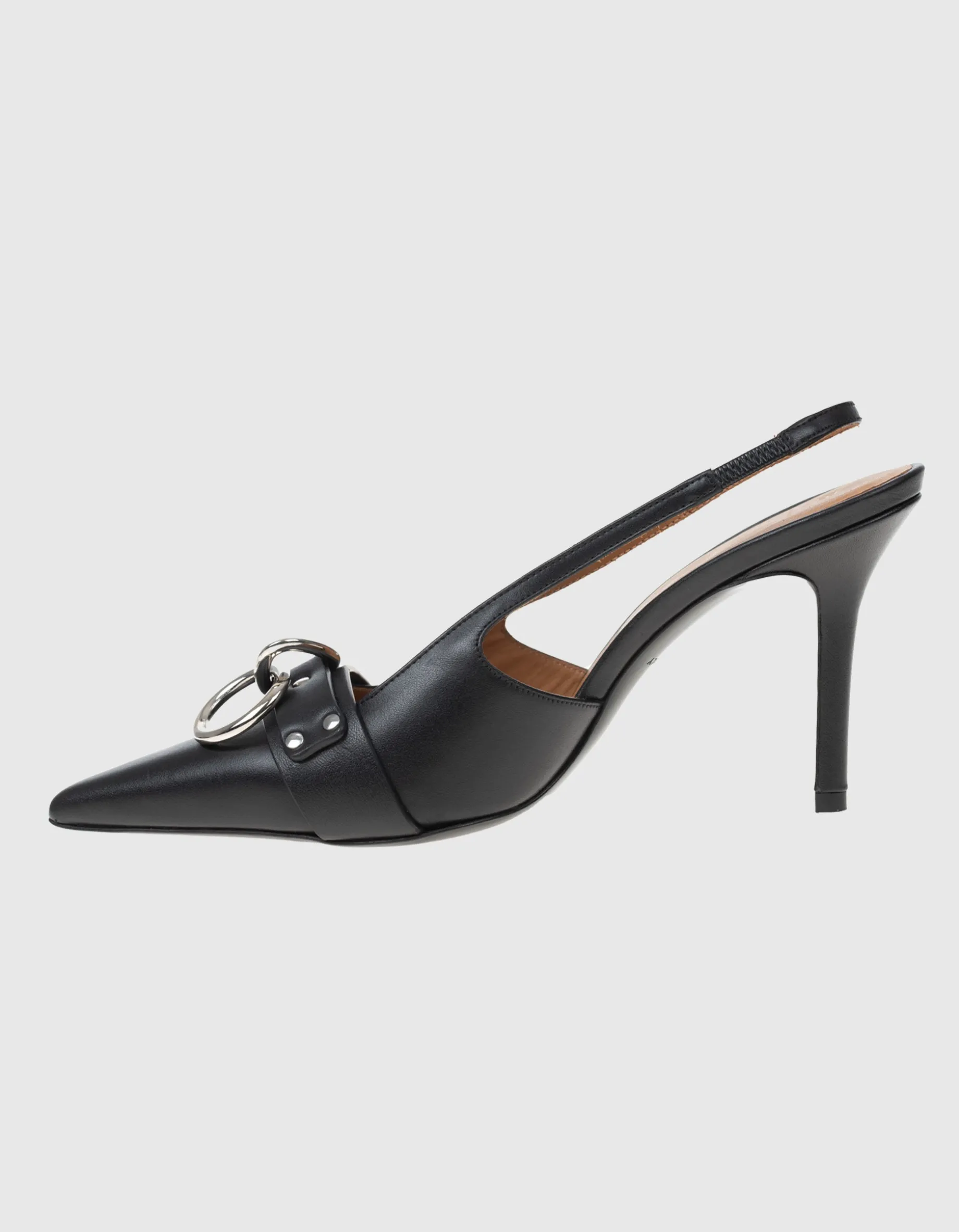 Leder-Slingback-Heels mit Ring-Detail