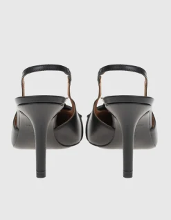 Leder-Slingback-Heels mit Ring-Detail
