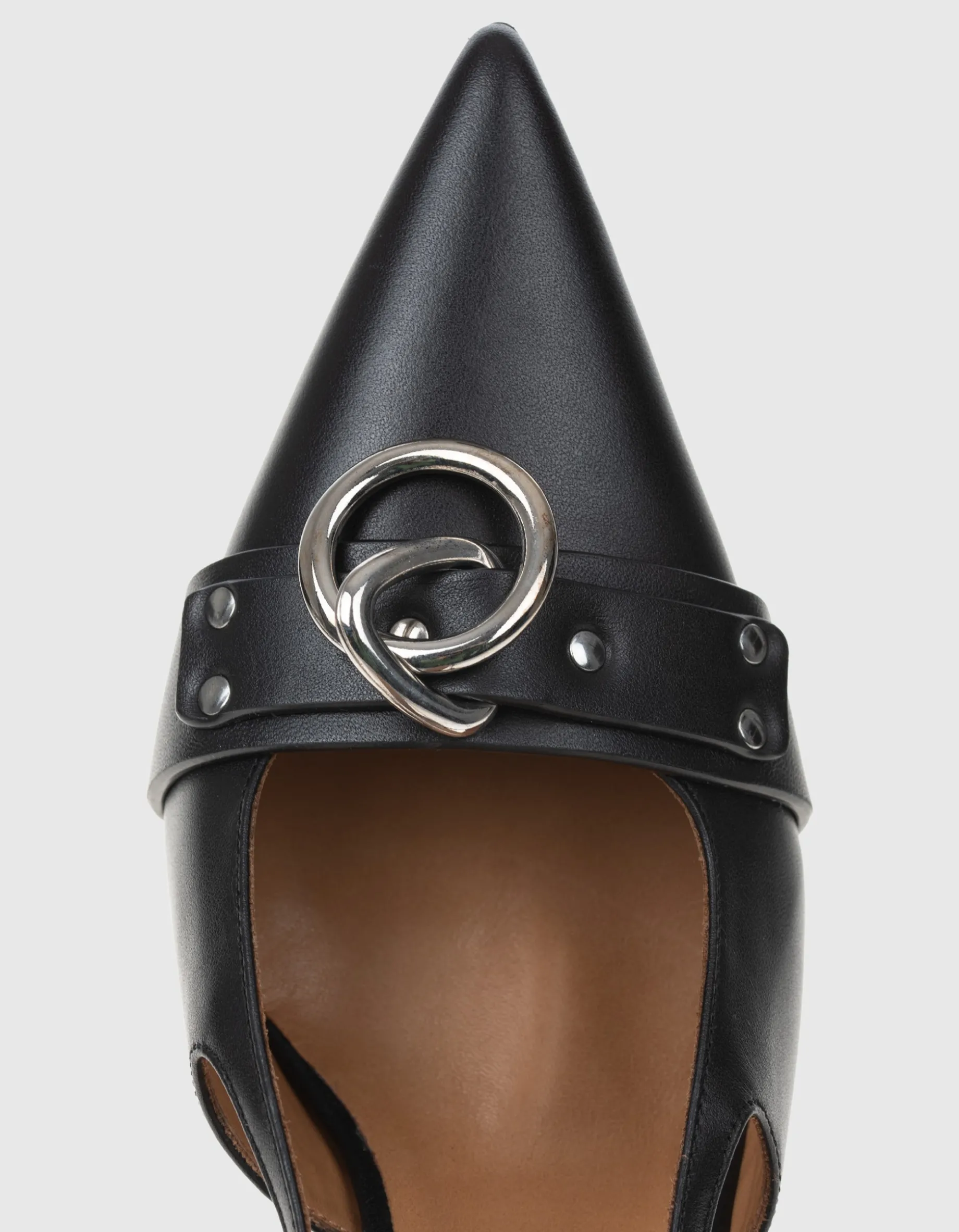 Leder-Slingback-Heels mit Ring-Detail