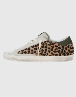 Leder-Sneaker mit Fell-Besatz