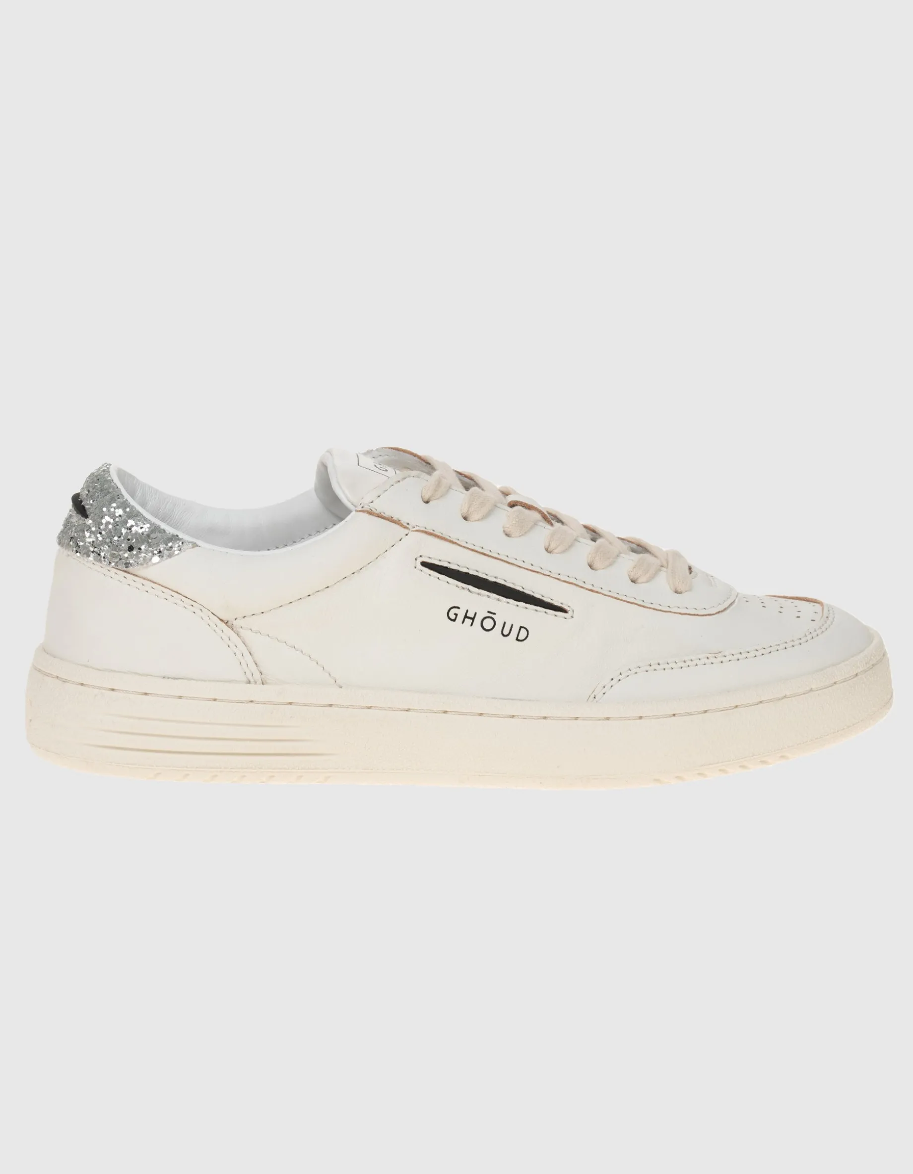 Leder-Sneaker mit Glitter-Detail