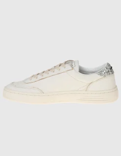 Leder-Sneaker mit Glitter-Detail