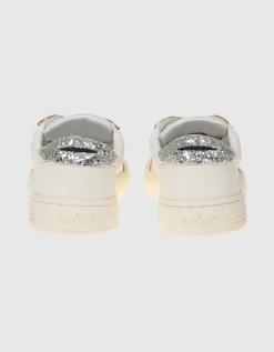 Leder-Sneaker mit Glitter-Detail