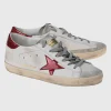 Leder-Sneaker mit Glitter-Finish