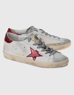 Leder-Sneaker mit Glitter-Finish