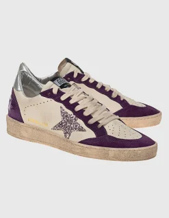 Leder-Sneaker mit Glitter-Finish