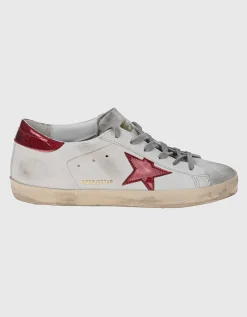 Leder-Sneaker mit Glitter-Finish