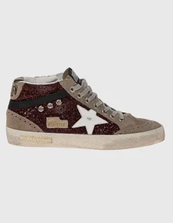 Leder-Sneaker mit Glitter-Finish