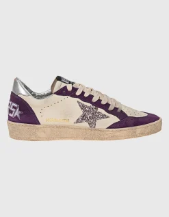 Leder-Sneaker mit Glitter-Finish