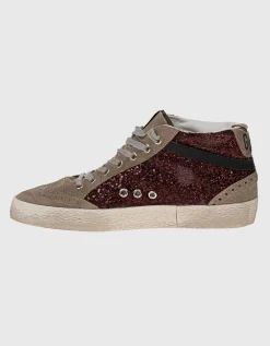 Leder-Sneaker mit Glitter-Finish