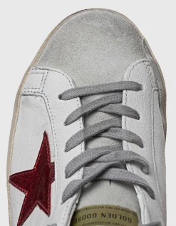 Leder-Sneaker mit Glitter-Finish