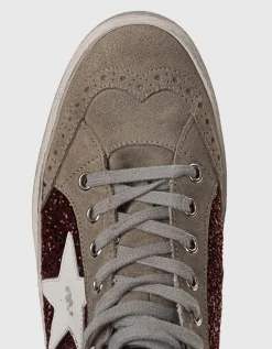 Leder-Sneaker mit Glitter-Finish