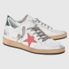 Leder-Sneaker mit Kroko-Optik-Detail