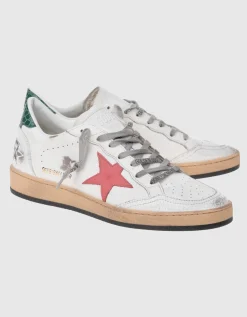 Leder-Sneaker mit Kroko-Optik-Detail