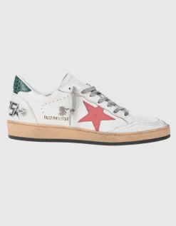 Leder-Sneaker mit Kroko-Optik-Detail