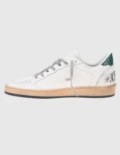 Leder-Sneaker mit Kroko-Optik-Detail