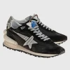 Leder-Sneaker mit Nylon-Details