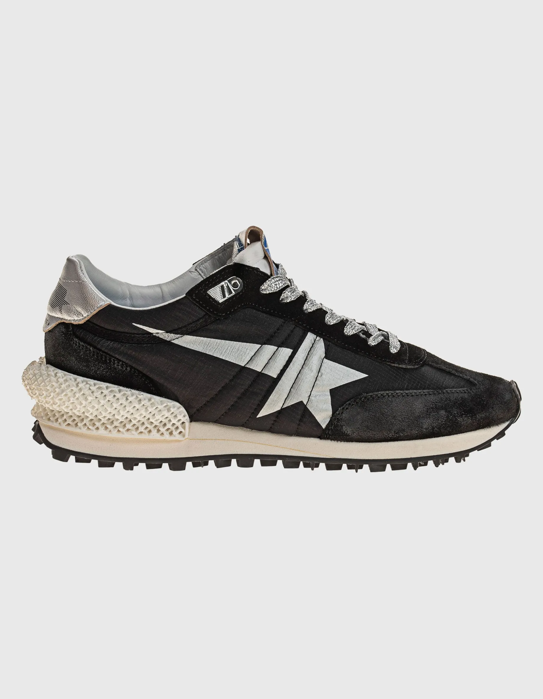 Leder-Sneaker mit Nylon-Details