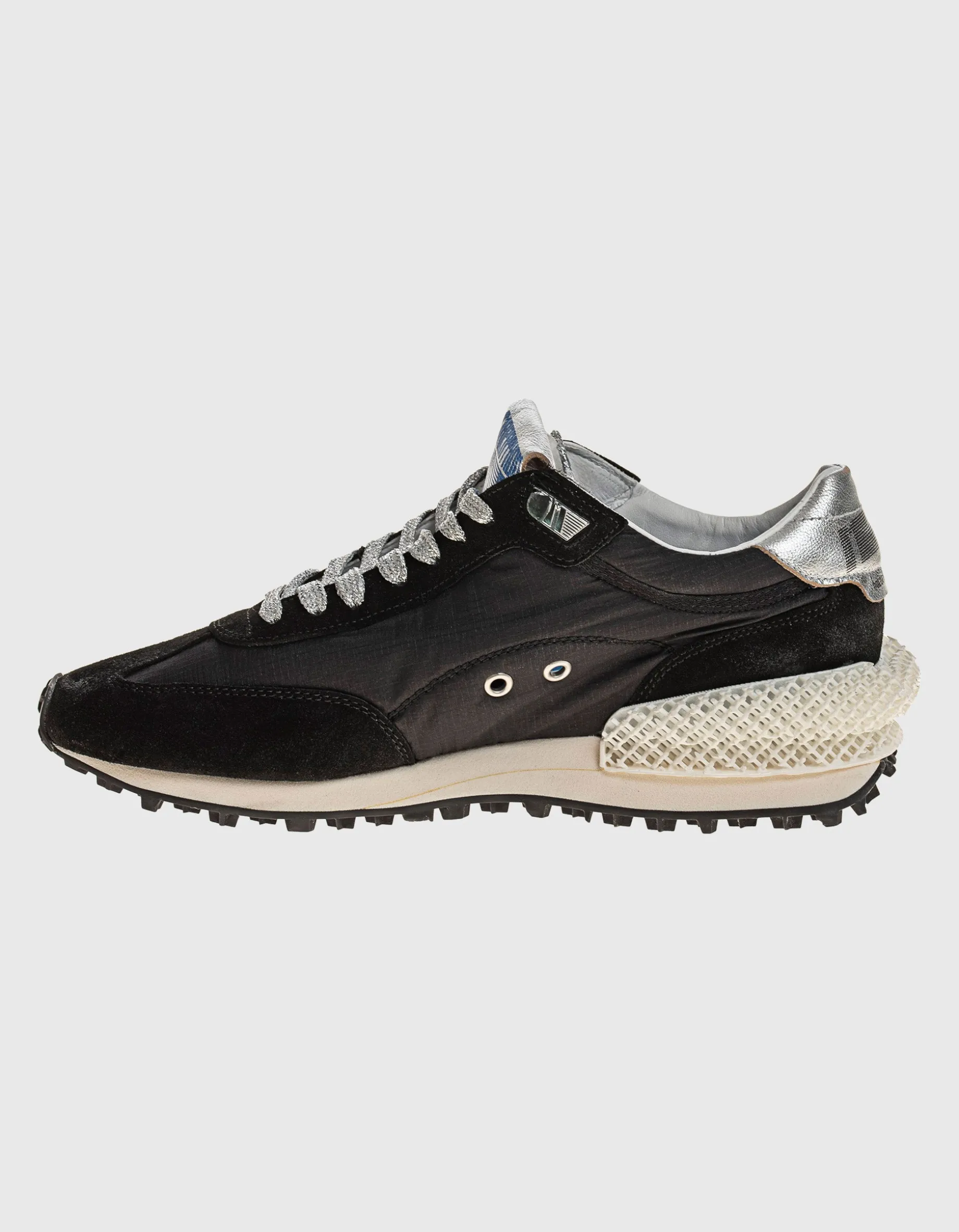 Leder-Sneaker mit Nylon-Details