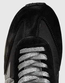 Leder-Sneaker mit Nylon-Details