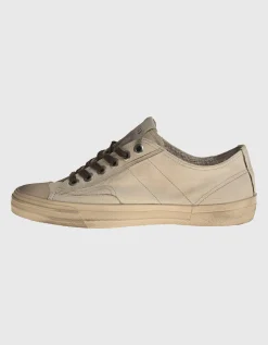 Leder-Sneaker mit Perlenstickerei