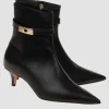Leder-Stiefelette mit Metall-Verzierung