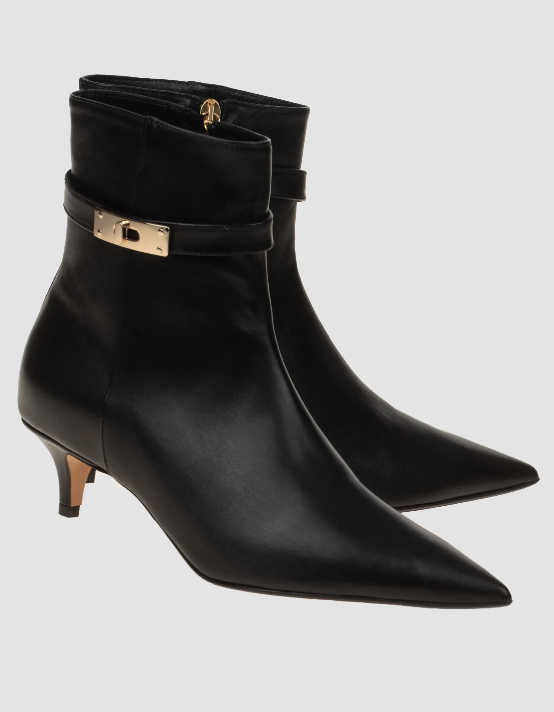 Leder-Stiefelette mit Metall-Verzierung