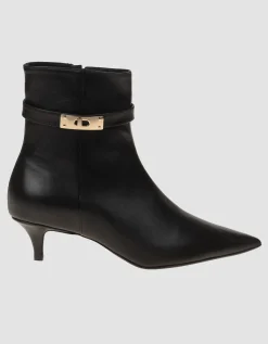 Leder-Stiefelette mit Metall-Verzierung