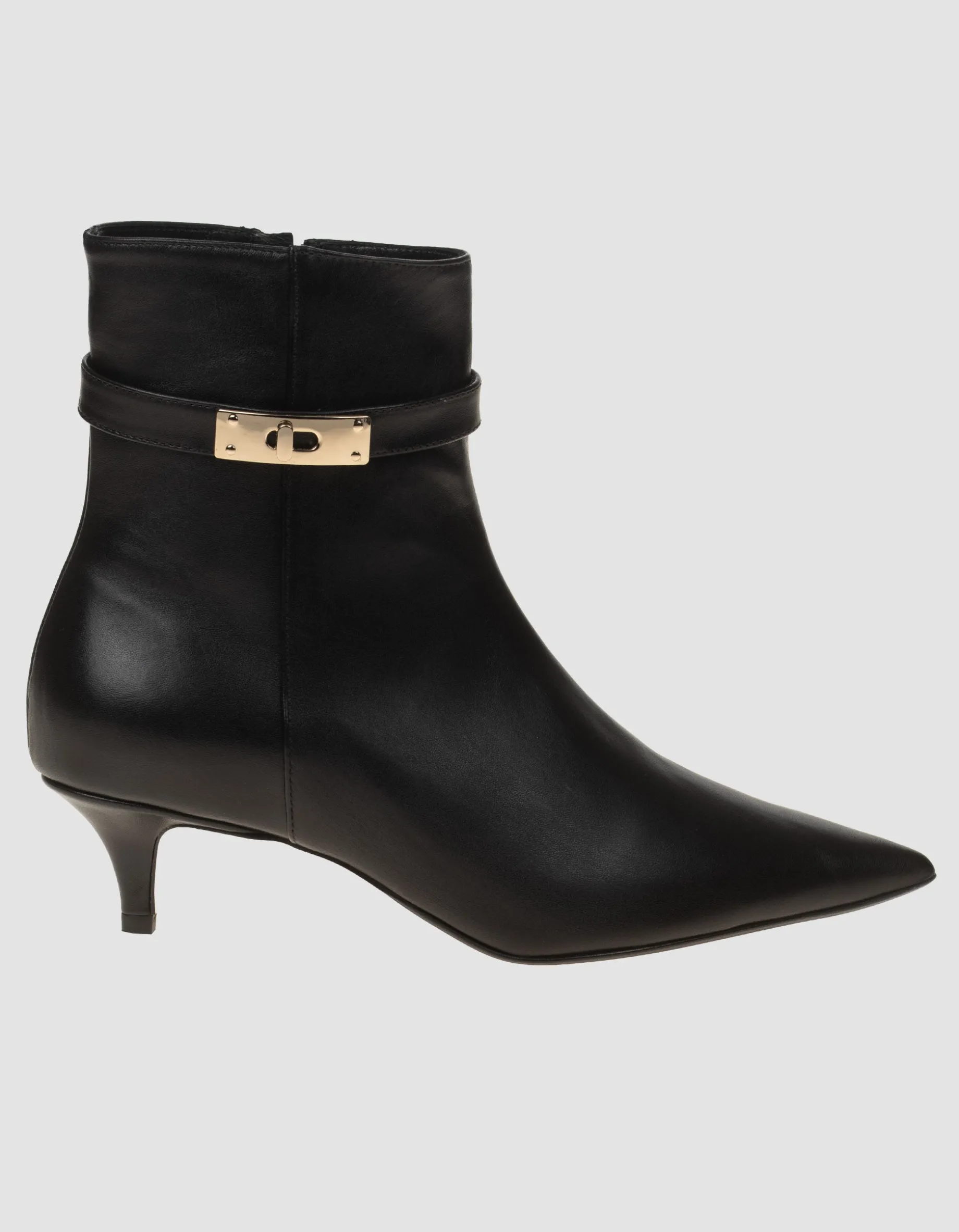 Leder-Stiefelette mit Metall-Verzierung