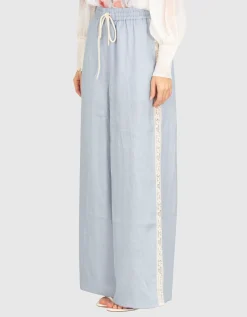 Leinen Hose Everley mit Spitzen-Detail