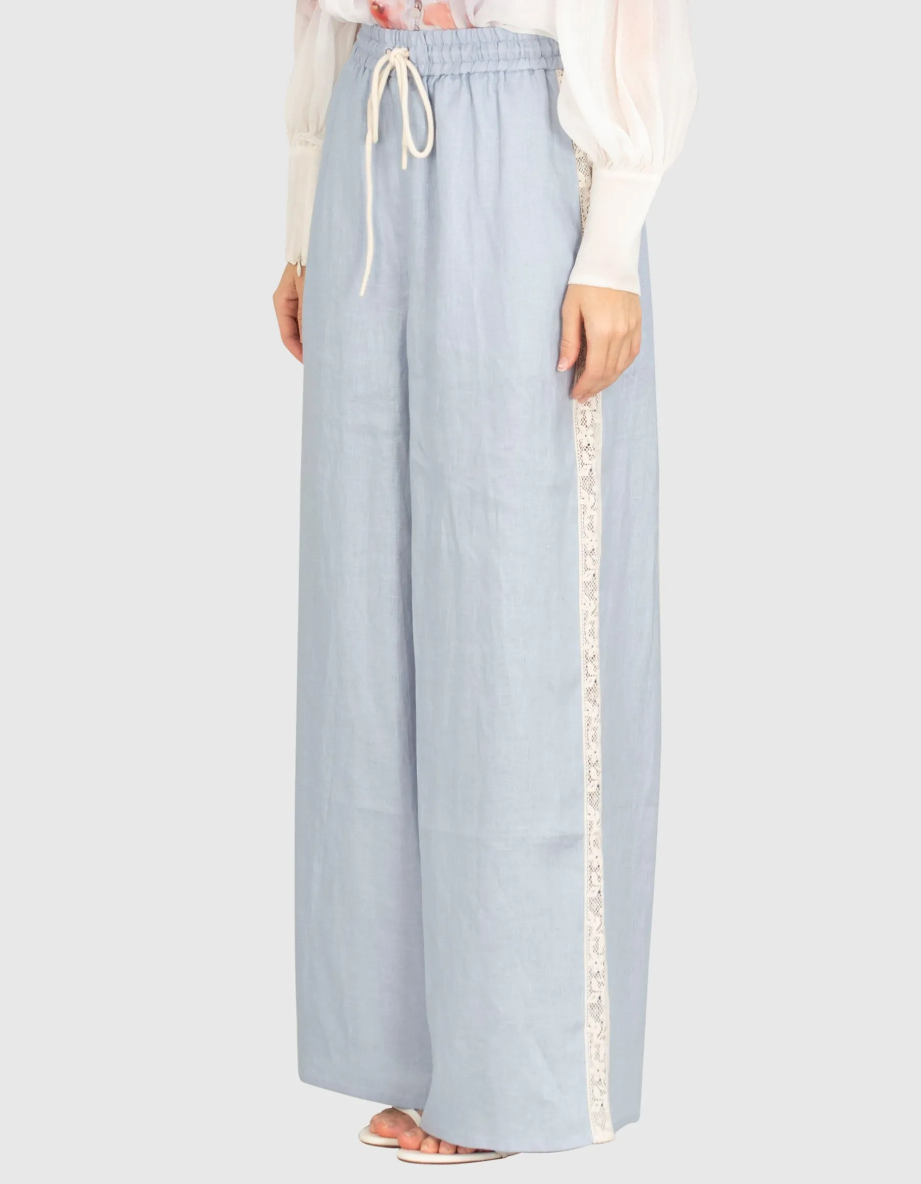 Leinen Hose Everley mit Spitzen-Detail