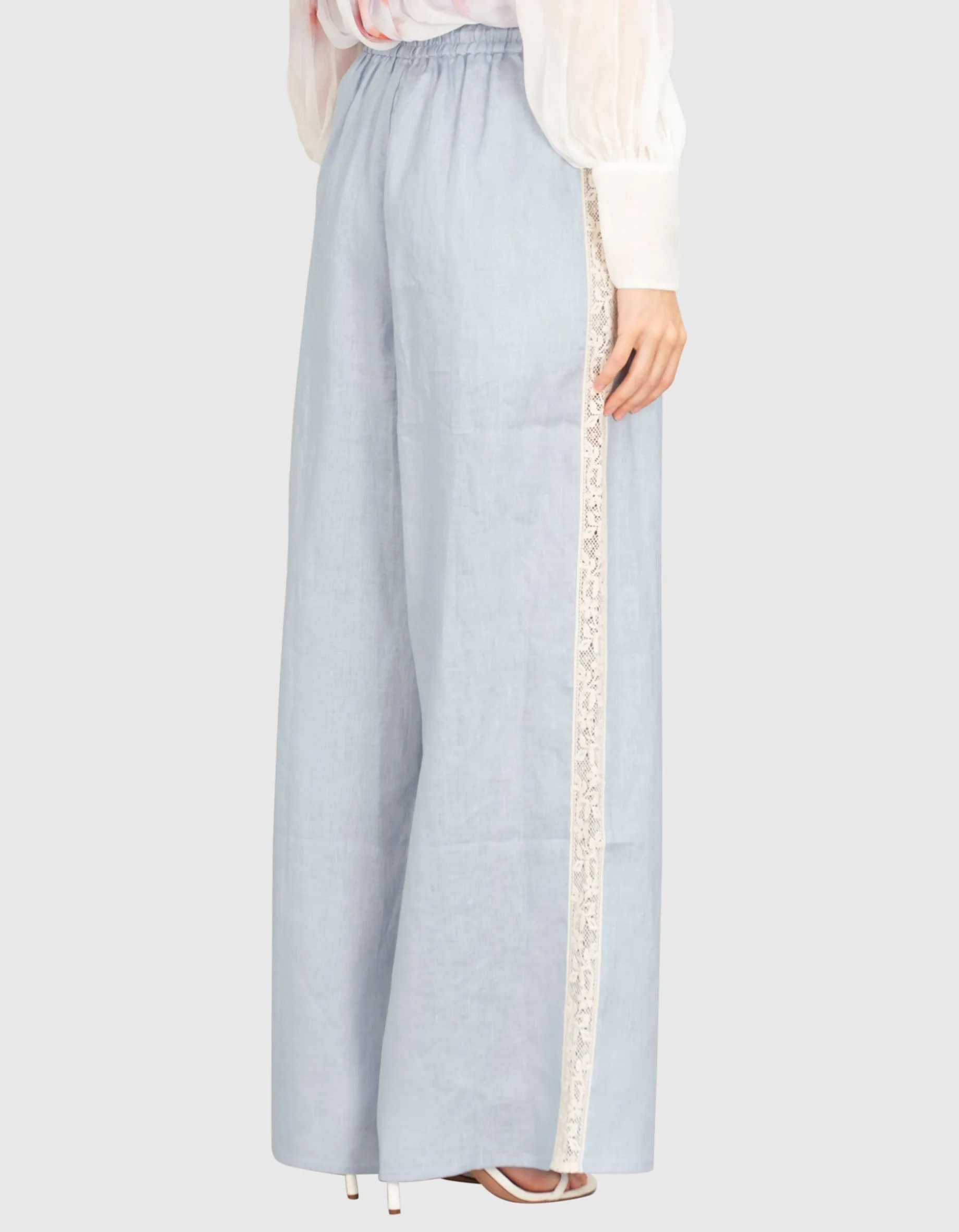 Leinen Hose Everley mit Spitzen-Detail