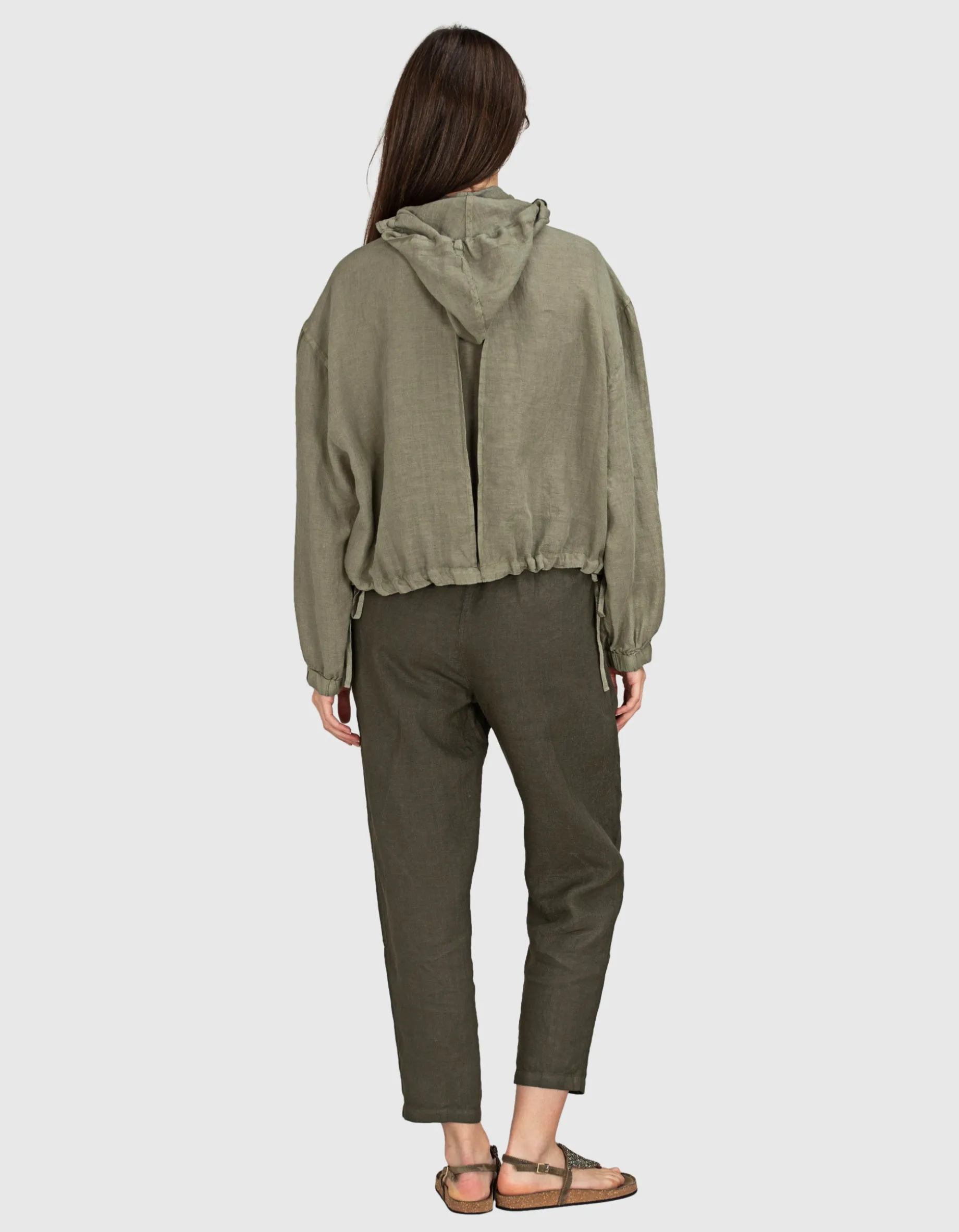 Leinen Jacke mit Kapuze