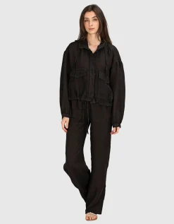 Leinen-Jacke mit Kapuze