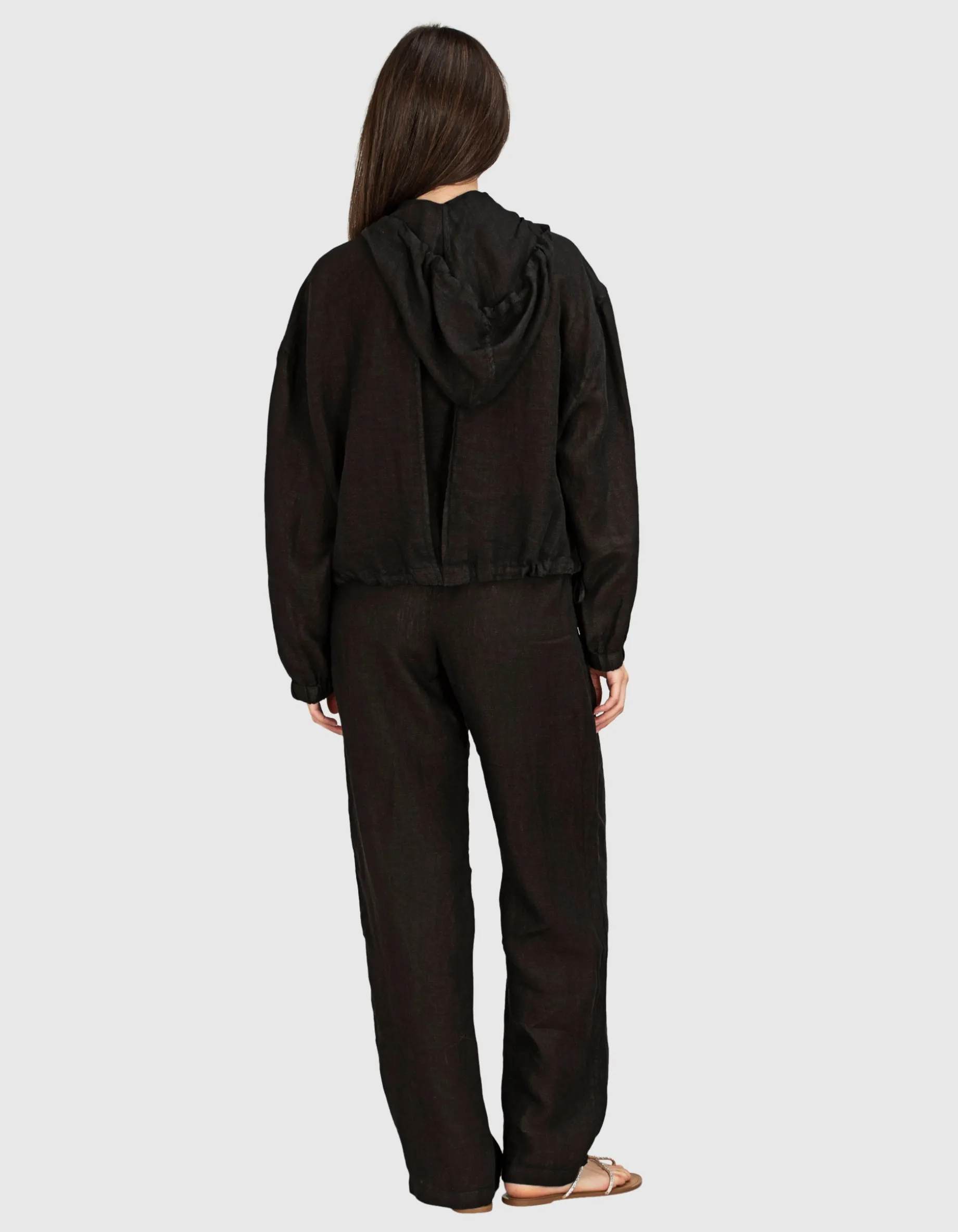 Leinen-Jacke mit Kapuze