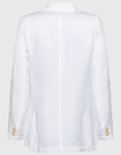 Leinen-Mix Blazer mit Schulterpolstern
