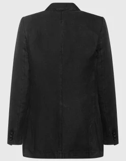 Leinen-Mix Blazer mit Schulterpolstern