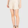 Leinen-Mix Bundfalten-Shorts Lori