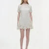 Leinen-Mix Mini-Kleid mit Spitze