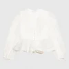 Leinen-Seiden-Mix Peplum-Bluse Dawning mit Perlen-Verzierung
