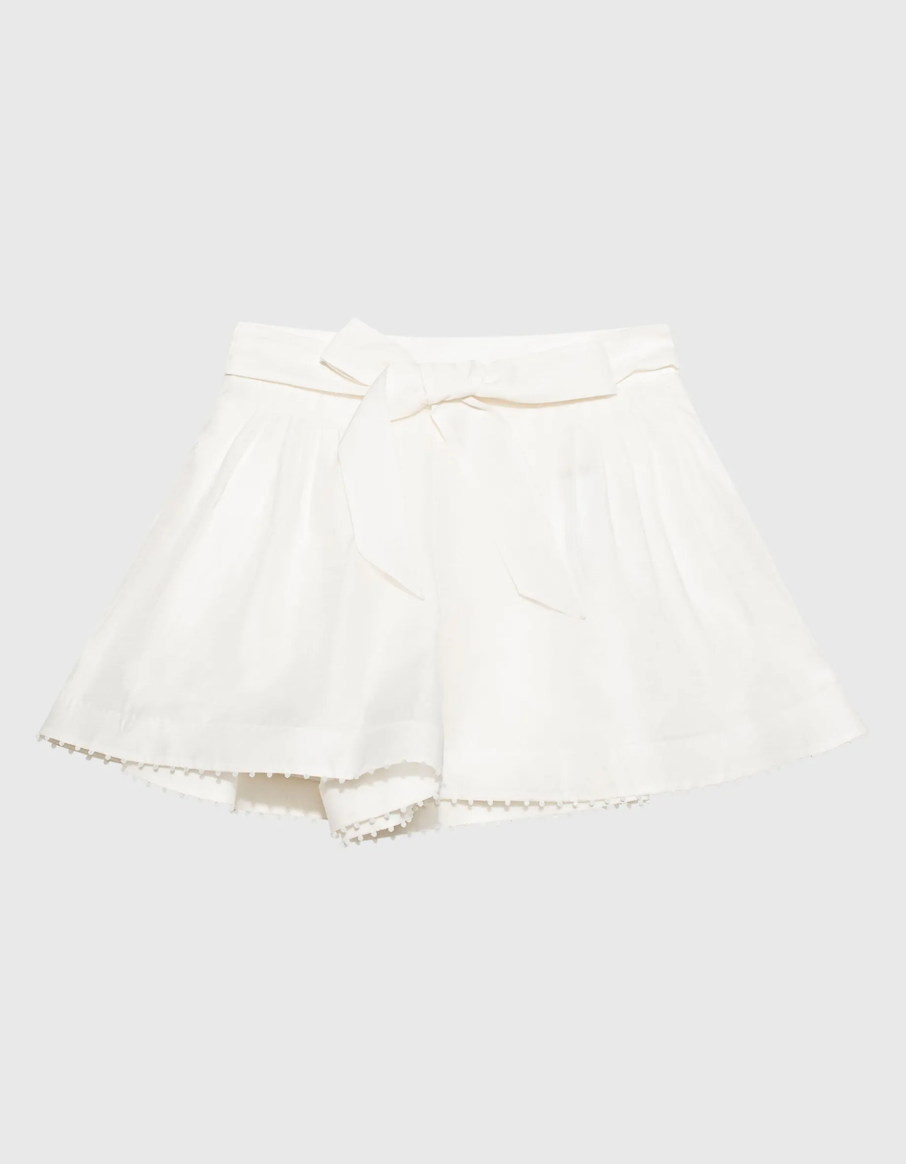 Leinen-Seiden-Shorts Dawning mit Perlen-Besatz