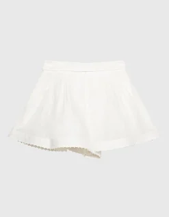 Leinen-Seiden-Shorts Dawning mit Perlen-Besatz