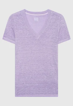 Leinen-Shirt mit V-Ausschnitt