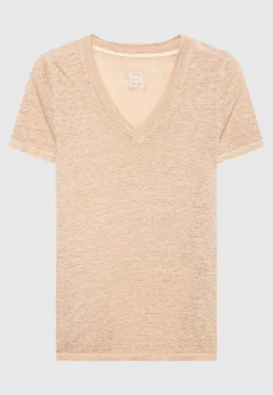 Leinen-Shirt mit V-Ausschnitt