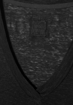 Leinen-Shirt mit V-Ausschnitt