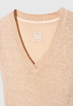 Leinen-Shirt mit V-Ausschnitt