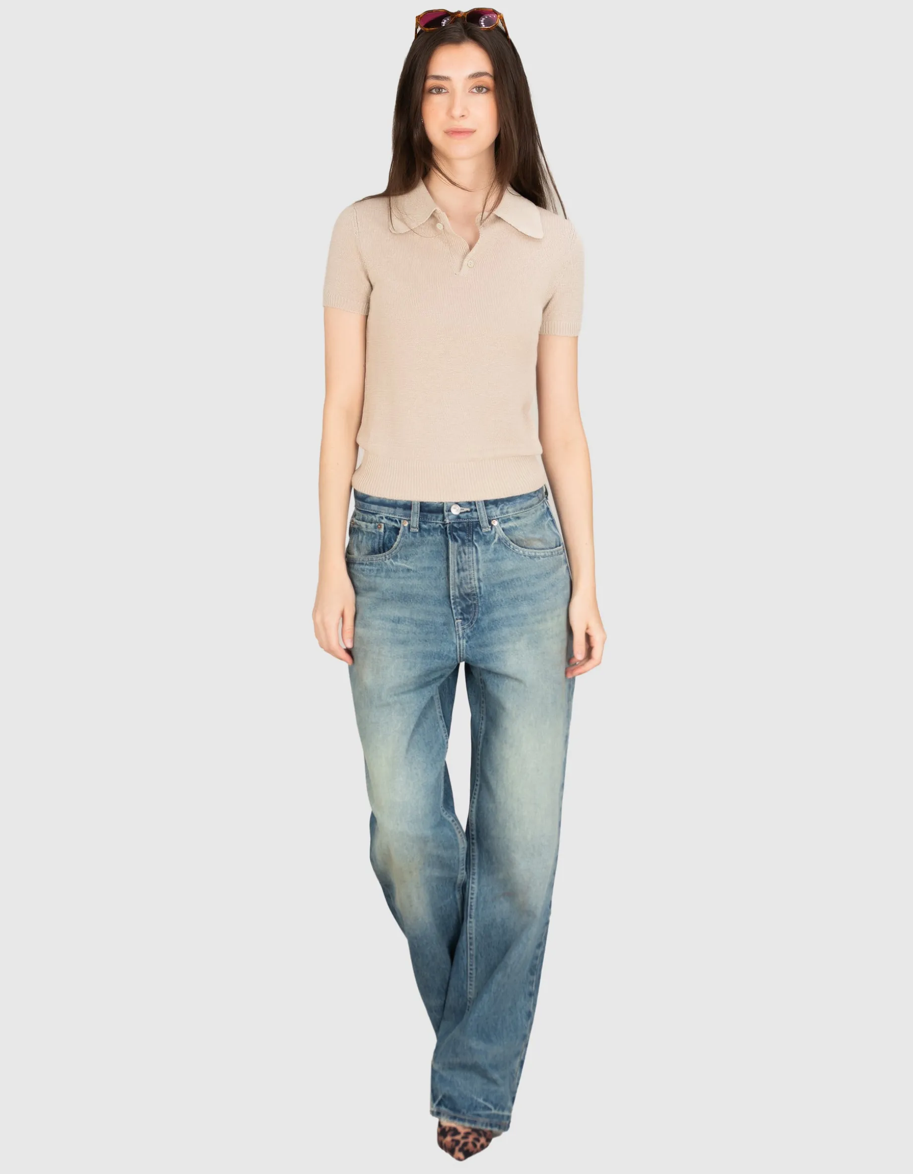 Leinen-Strick-Polo Shirt Lumen
