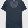 Leinen-T-Shirt mit Rundhalsausschnitt